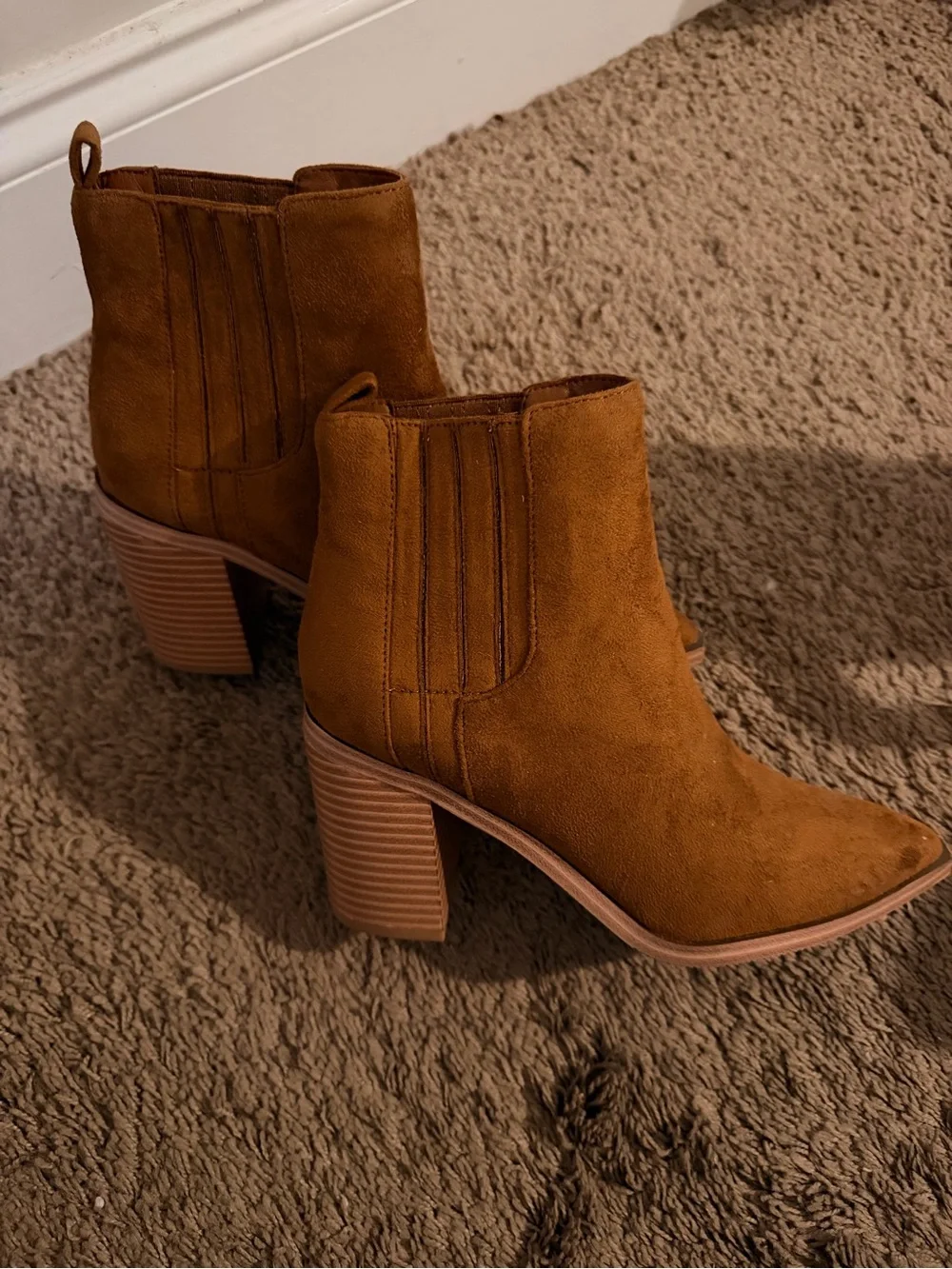 Imily Bela Pointed Toe Chunky Stacked Heel Ankle Booties Size 6.5